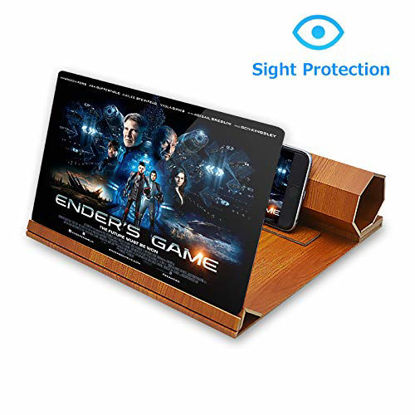 Picture of ORETECH Screen Magnifier, 12 inch Foldable Smart Phone Screen Amplifier Projector Movie Video Enlarger Wooden Phone Holder Stand with 3D Screen Magnifying Amplifying Glass for All Smart Phone Model