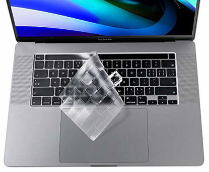 Picture of Ultra Thin Keyboard Cover for 2020 Newest MacBook Pro 13 inch A2338 A2289 A2251 & 2020 2019 New MacBook Pro 16 inch A2141 with Touch Bar & Touch ID Keyboard Cover Protective Skin, Clear