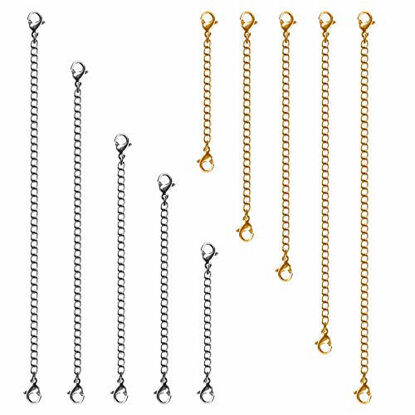Picture of Necklace Extenders, 10Pcs Stainless Steel Gold Silver Necklace Bracelet Anklet Extension Chains with Lobster Clasps and Closures for Jewelry Making