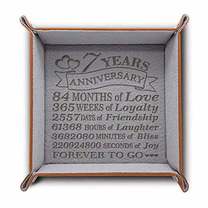 Picture of BELLA BUSTA-Traditional Wool 7 Years Anniversary-Forever to go-Engraved Wool Tray with Breakdown Dates-Storage & Organization Jewelry Trays (Wool)