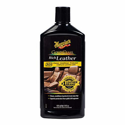 Picture of Meguiar's Gold Class Rich Leather Lotion - Cleans, Conditions & Protects for Complete Care - G7214, 14 oz