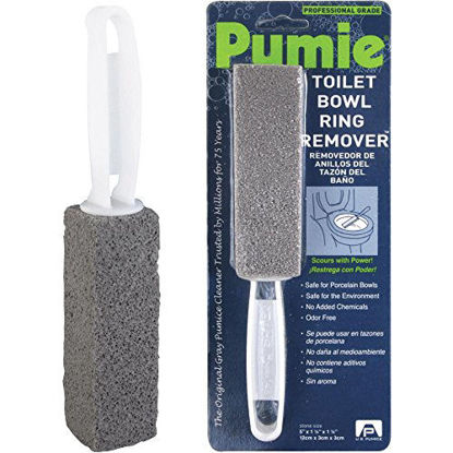 Picture of Pumie Toilet Bowl Ring Remover, TBR-6, Grey Pumice Stone with Handle, Removes Unsightly Toilet Rings, Stains from Toilets, Sinks, Tubs, Showers, Pools, Safe for Porcelain, 1 Pack