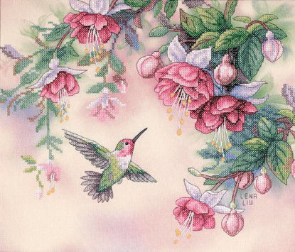 Picture of Dimensions Hummingbird and Fuchsias Stamped Cross Stitch Kit, 14'' x 12''