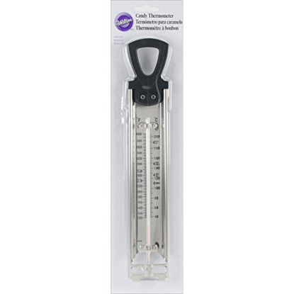Picture of Wilton Candy Thermometer, Ideal for Precisely Measuring Temperature of Hard Candy, Nougat, or Fudge Mixtures, Clamps to Side of Pan for Accurate Readings, Metal (14.7" Long)