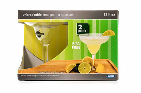 Picture of Camco Unbreakable Travel Margarita Glass- 12 Ounce, Dishwasher Safe, BPA Free, Perfect For Picnics, Cookouts, and The Beach - Set of 2 (43902)