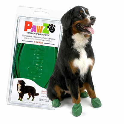Picture of Pawz Dog Boots X-Large Green | Dog Paw Protection with Dog Rubber Booties | Dog Booties for Winter, Rain and Pavement Heat | Waterproof Dog Shoes for Clean Paws | Paw Friction for Dogs