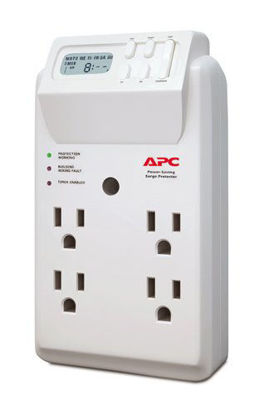 Picture of APC Wall Outlet Multi Plug Extender, P4GC, (4) AC Multi Plug Outlet, 1020 Joule Surge Protector with Timer White