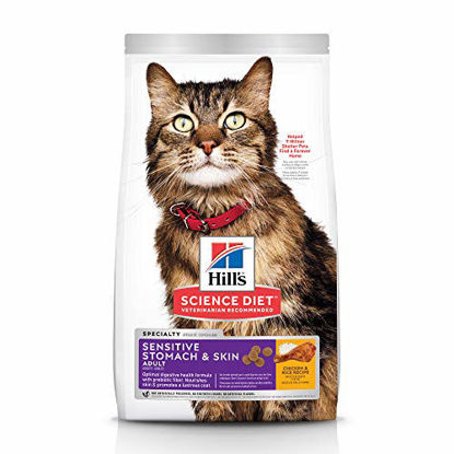 Picture of Hill's Science Diet Dry Cat Food, Adult, Sensitive Stomach & Skin, Chicken & Rice Recipe, 15.5 Lb Bag