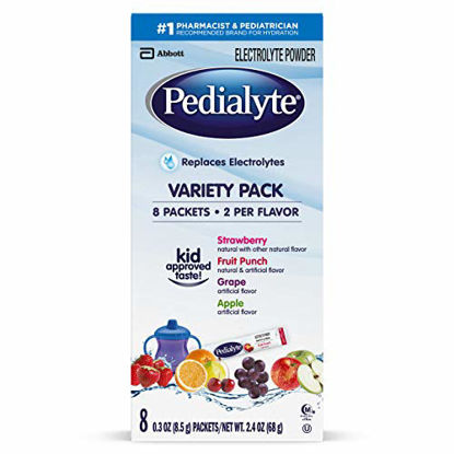 Picture of Pedialyte Electrolyte Powder, Electrolyte Drink, Variety Pack, Powder Sticks, 0.3 oz, 8 Count
