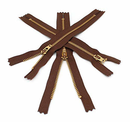 Picture of 6" YKK Pants Brass Zipper #4.5-568 Lite Brown (3 Zippers)