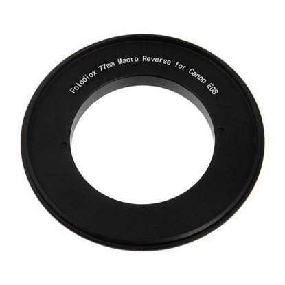 Picture of Fotodiox 77mm Macro Reverse Mount Adapter, for Canon EOS 1D, 1DS, Mark II, III, IV, 1DC, 1DX, D30, D60, 10D, 20D, 20DA, 30D, 40D, 50D, 60D, 60DA, 5D, Mark II, Mark III, 7D, Rebel XT, XTi, XSi, T1, T1i, T2i, T3, T3i, T4, T4i, C300, C500