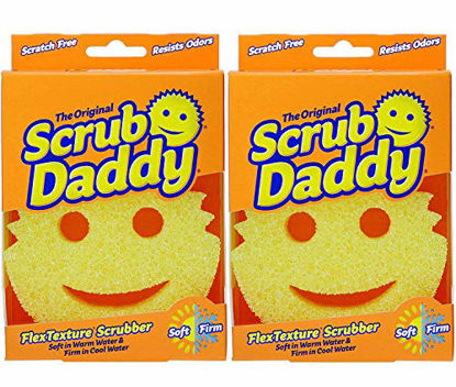 Picture of The Original Scrub Daddy - FlexTexture Sponge, Soft in Warm Water, Firm in Cold, Deep Cleaning, Dishwasher Safe, Multi-use, Scratch Free, Odor Resistant, Functional, Ergonomic, 2ct