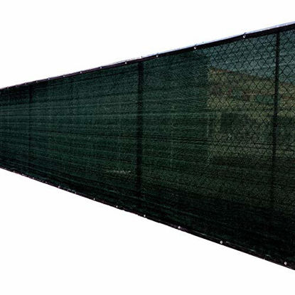 Picture of 5ft x 50ft 3rd Gen Black Fence Privacy Screen Windscreen Shade Cover Mesh Fabric (Aluminum Grommets) Home, Court, or Construction
