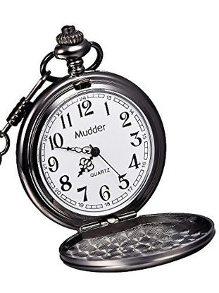 Picture of Mudder Classic Smooth Vintage Steel Mens Pocket Watch Xmas (Black)