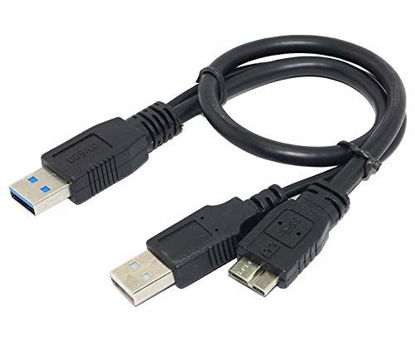 Picture of SaiTech IT 1 feet USB 3.0 Dual Power Y Shape 2 X Type a to Micro B high Speed Upto 5 Gbps Data Transfer Cable for External Hard Drives