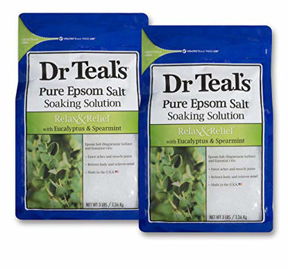 Picture of Dr. Teal's Epsom Salt Soaking Solution With Eucalyptus Spearmint, 48 Ounce, Pack of 2