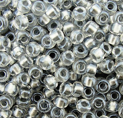 Picture of Miyuki Round Seed Beads Size 6/0 20g Sparkling Pewter Lined Crystal