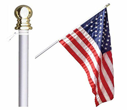 Picture of Grace Alley Flag Pole: 6 Foot Tangle Free Spinning Flag Pole. Residential or Commercial Flag Pole. Wind Resistant/Rust Free. (Silver)