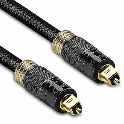 Picture of FosPower (10 Feet) 24K Gold Plated Toslink Digital Optical Audio Cable (S/PDIF) - [Zero RFI & EMI Interference] Metal Connectors & Ultra Durable Nylon Braided Jacket