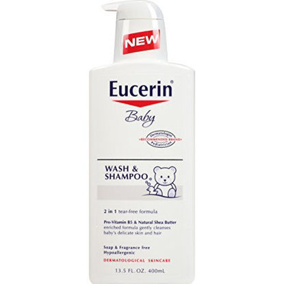 Picture of Eucerin Baby Wash & Shampoo - 2 in 1 Tear Free Formula, Hypoallergenic & Fragrance Free, Nourish and Soothe Sensitive Skin - 13.5 fl. oz. Pump Bottle (Pack of 3)