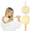 Picture of Vive Loofah Sponge Back Scrubber - Men & Women Long Handled Exfoliating Bath & Shower Body Brush - Handheld Luffa Pouf on a Stick for Body, Face Washing - Spa Wash Lufa