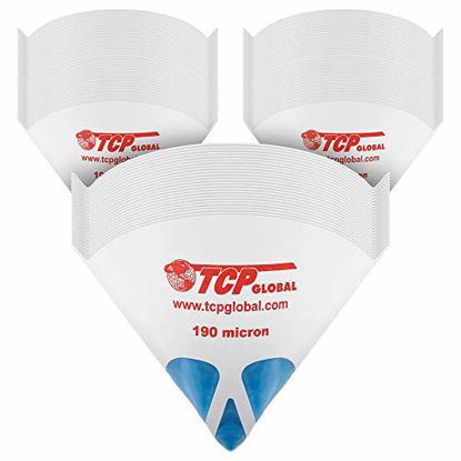Picture of TCP Global 250 Pack of Paint Strainers with Fine 190 Micron Filter Tips - Premium "Pure Blue" Ultra-Flow Blue Nylon Mesh - Cone Paint Filter Screen