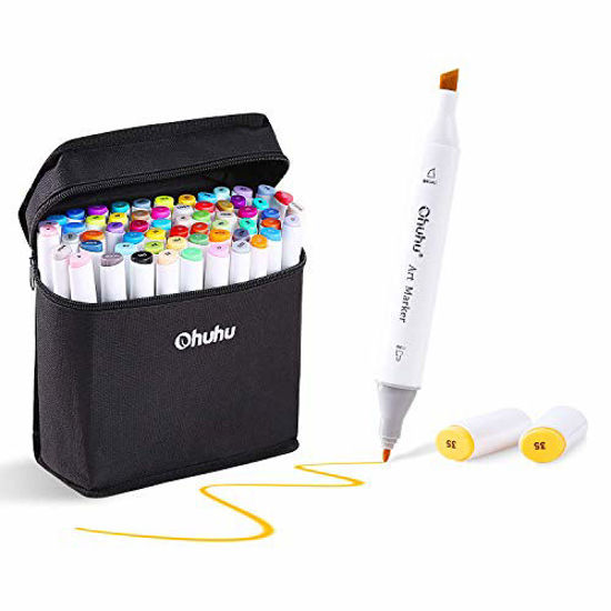 Picture of 80 Colors Alcohol Markers, Ohuhu Double Tipped Markers Permanent Art Marker Set for Kids, Sketch Markers, Comes with 1 Colorless Blender for Drawing Adults' Coloring Book