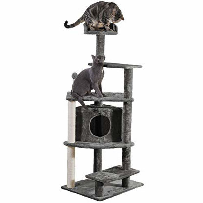 Picture of Furhaven Pet Cat Tree - Tiger Tough Cat Tree House Condo Perch Entertainment Playground Furniture for Cats and Kittens, Platform House Playground, Gray
