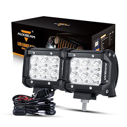 Picture of Auxbeam LED Light Bar 4 inch 18W LED Pods 1800lm Spot Beam Driving light Offroad lights with Wiring Harness (Pack of 2)