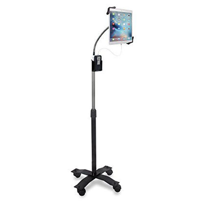 Picture of CTA Digital: Height-Adjustable Rotating Gooseneck Stand W/Attachable Locking Wheels for 7-13 Tablets/iPad 10.2-Inch (7th & 8th Gen.)/iPad Air 3/12.9-Inch iPad Pro/iPad Gen 6 & More