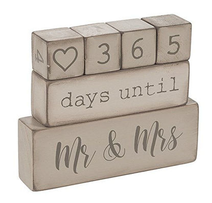 Picture of Ganz ER49764 6 Piece Wooden Block Wedding Day Countdown Calendar, Rustic