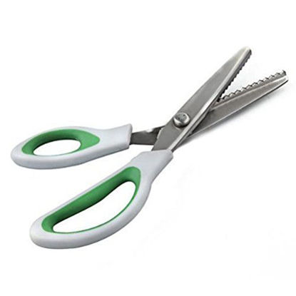 Picture of BlueSnail Stainless Steel Pinking Shears Comfort Grip Handled Professional Fabric Crafts Dressmaking Zig Zag Cut Scissors Sewing Scissors(Green)