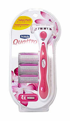 Picture of Schick Quattro for Women Value Pack with 1 Razor and 4 Razor Blade Refills