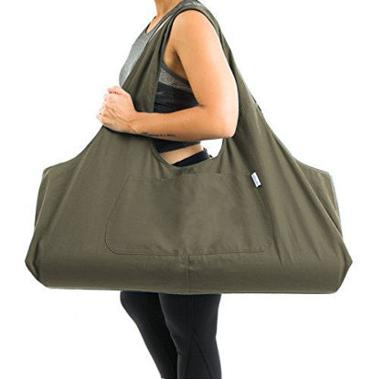 Picture of Yogiii Large Yoga Mat Bag | The Original YogiiiTotePRO | Large Yoga Mat Tote Sling Carrier with Side Pocket | Fits Most Size Mats (Olivine Green)