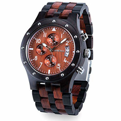 Picture of Bewell W109D Men's Wooden Watch Quartz Movement Date Display Luminous Sports Wristwatch
