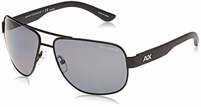Picture of AX Armani Exchange mens Ax2012s Metal Sunglasses, Matte Black/Polarized Grey, 62 mm US