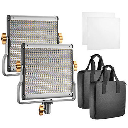 Picture of Neewer 2 Packs Dimmable Bi-Color 480 LED with U Bracket Professional Video Light for Studio, YouTube Outdoor Video Photography Lighting Kit, Durable Metal Frame,3200-5600K, CRI 96