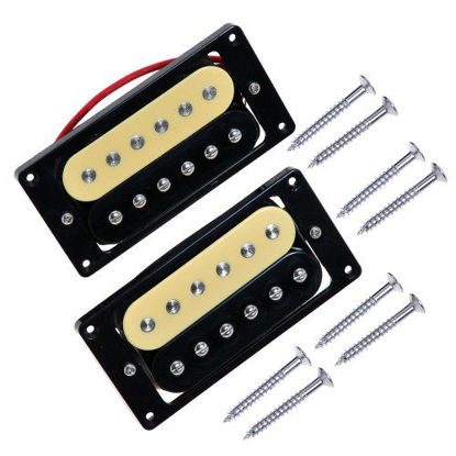 Picture of Kmise Zebra Faced Humbucker Double Coil Pickups For Electric Guitar Pickup (Black & Cream)