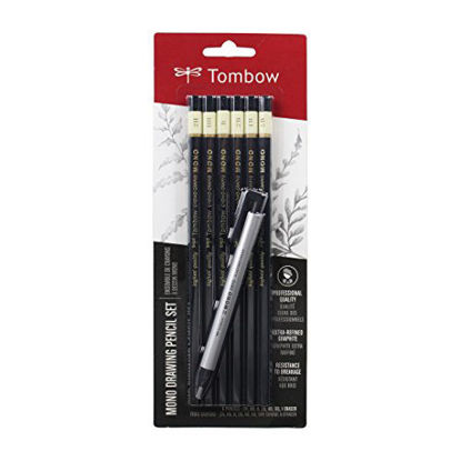 Picture of Tombow 61002 MONO Drawing Pencil Set, Combo 6-Pack. Professional Quality Graphite Pencil Set with Precision Zero Eraser