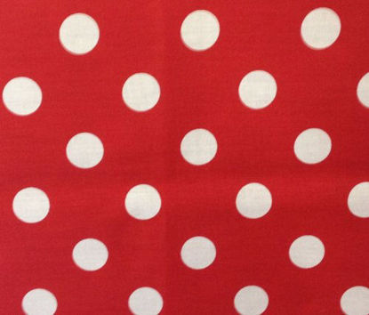 Picture of Big Polka Dot Poly Cotton White Dots on Red 58 Inch Fabric by The Yard (F.E.