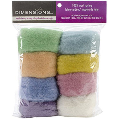 Picture of Dimensions Needlecrafts Natural Pastel Wool Roving for Needle Felting, 8 pack, 80g