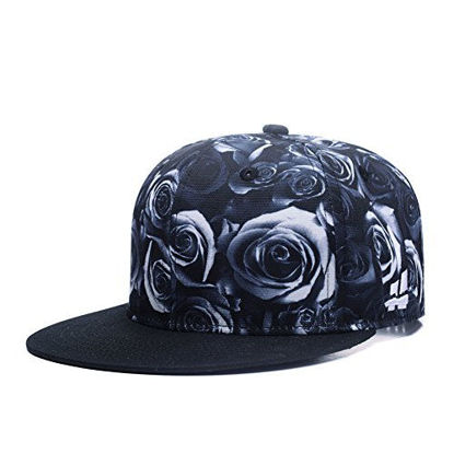 Quanhaigou Adjustable Snapback Hat for Men Women,Unisex Hip Hop Baseball  Cap Flat Bill Brim Dad Hats