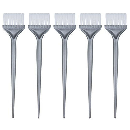 Picture of Mudder 5 Pack Hair Dye Coloring Brushes Hair Coloring Dyeing Kit Handle Salon Hair Bleach Tinting DIY Tool (Silver Grey)