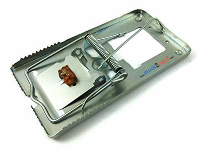 Picture of made2catch Pack of 2 Classic Metal Rat Traps Fully Galvanized - Rat Traps That Work - Strong and Humane Snap Rat Trap - Reusable Rat Trap - 2 Traps