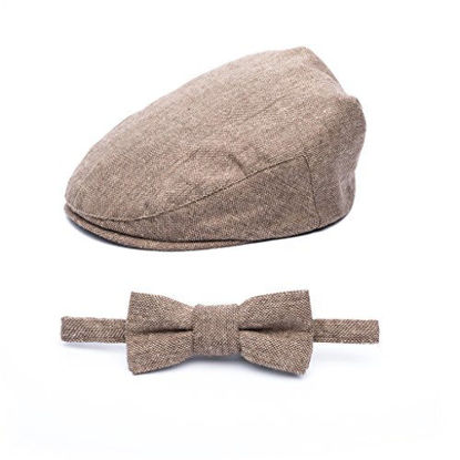 Picture of Born to Love Baby Boys Hat Vintage Driver Caps XXS 46cm, tan with Bow