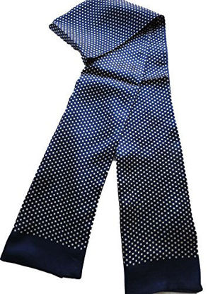 Picture of XUYUZUAU 100% Silk Double Layer Men Scarf Neckerchief (Dot blue)