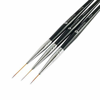 Picture of Winstonia Striping Nail Art Brushes for Long Lines, Details, Fine Designs. 3 pcs Striper Brushes Set - AMAZING TRIO