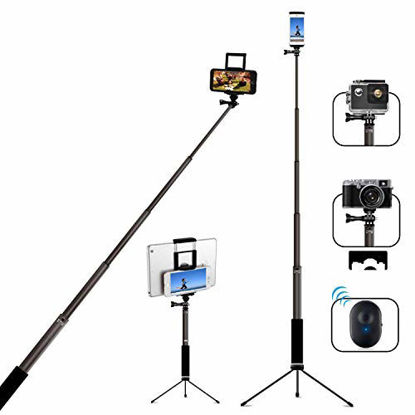 Picture of Bluetooth Selfie Stick with Tripod, Remote 59Inch MFW Extendable Monopod with Tripod Stand for iPhone 12/12PRO /11/11PRO/X/XS max/XR/XS/8/7/6/Plus,Tablet,Samsung S7/S8/S9,Android,GoPro Cameras