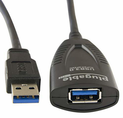 Picture of Plugable 5 Meter (16 Foot) USB 3.0 Active Extension Cable with AC Power Adapter and Back-Voltage Protection
