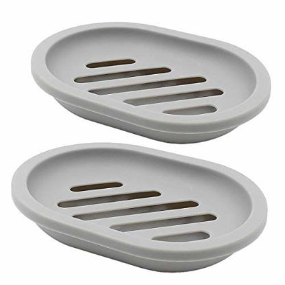 Picture of TOPSKY 2-Pack Soap Dish with Drain, Soap Holder, Soap Saver, Easy Cleaning, Dry, Stop Mushy Soap (Grey)